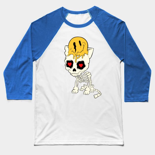 Playful Pals - Cat & Smiley Mix Baseball T-Shirt by designloco